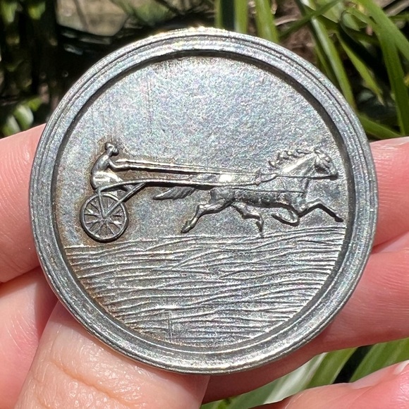 Handmade British Pewter Horse Show Jumping Pin Brooch, Dressage Badge, Signed